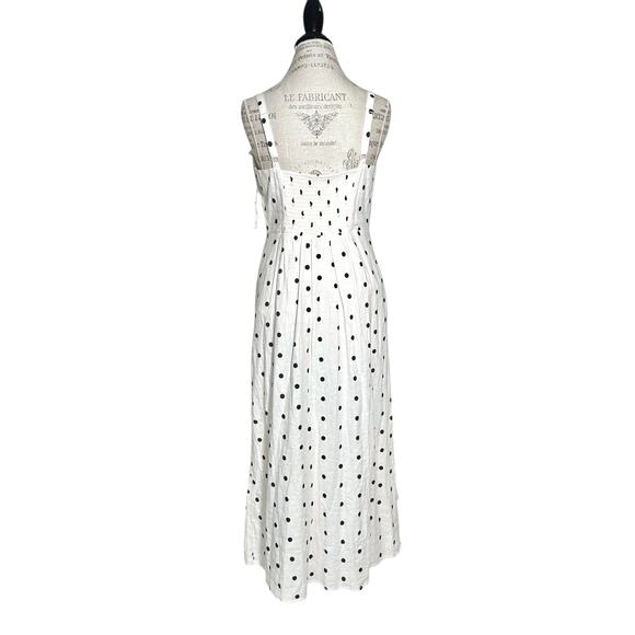 Old Navy | Women | Ivory White Linen Blend Polka Dot Midi Sundress | Large - Picture 3 of 13